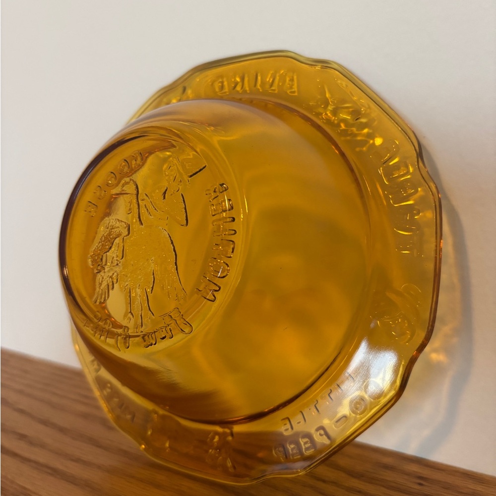 Vintage Tiara Indiana Glass Mother Goose Nursery Rhyme Amber Child's Bowl